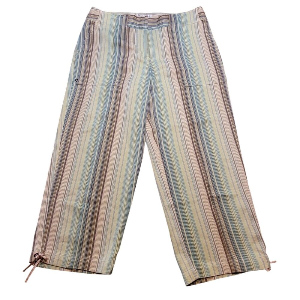 Tommy Bahama Pants Womens 4 Striped 100% Silk Wide Leg High Rise Trousers